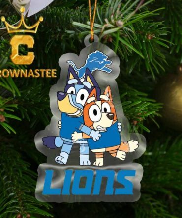 Detroit Lions Bluey And Bingo Acrylic Christmas Tree Decoration Ornament