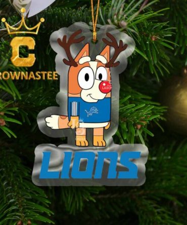 Detroit Lions Bluey Chilli Christmas Deer Acrylic Christmas Tree Decoration Ornament