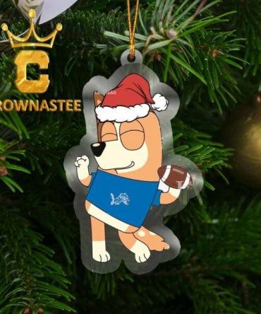 Detroit Lions Bluey Chilli Christmas NFL Acrylic Christmas Tree Decoration Ornament