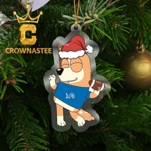 Detroit Lions Bluey Chilli Christmas NFL Acrylic Christmas Tree Decoration Ornament