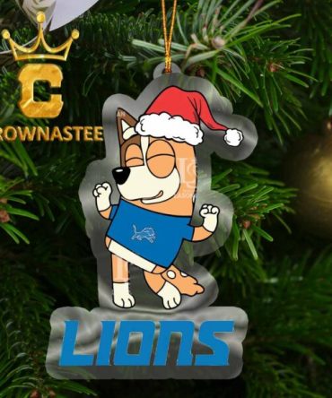 Detroit Lions Bluey Chilli Happy Christmas NFL Acrylic Christmas Tree Decoration Ornament