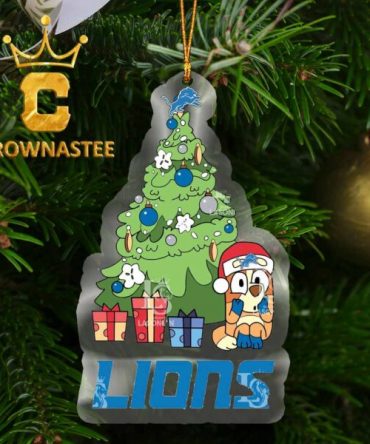 Detroit Lions Bluey Chilli Xmas NFL Acrylic Christmas Tree Decoration Ornament