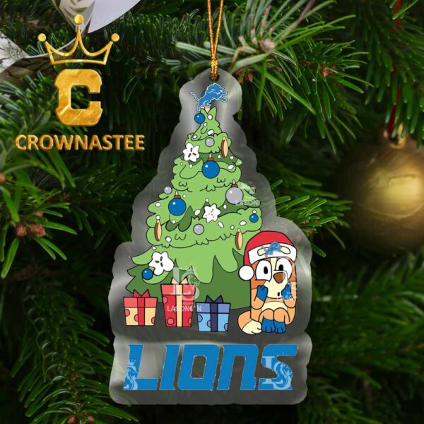 Detroit Lions Bluey Chilli Xmas NFL Acrylic Christmas Tree Decoration Ornament