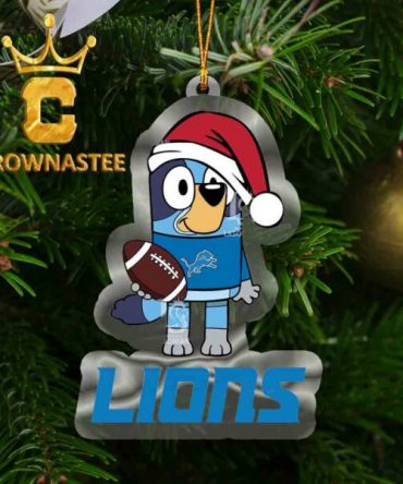 Detroit Lions Bluey Christmas Acrylic NFL Christmas Tree Decoration Ornament