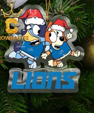 Detroit Lions Bluey Christmas Holiday NFL Acrylic Christmas Tree Decoration Ornament
