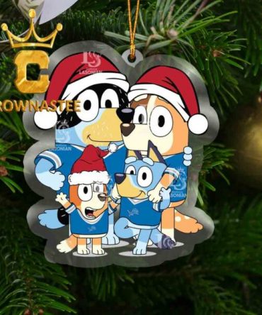 Detroit Lions Bluey Family Christmas Acrylic Decoration Christmas Tree Ornament