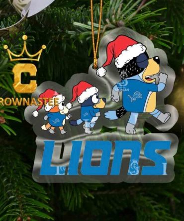 Detroit Lions Bluey Family Christmas NFL Acrylic Christmas Tree Decoration Ornament