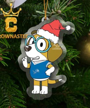 Detroit Lions Bluey Honey Christmas NFL Acrylic Christmas Tree Decoration Ornament