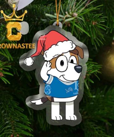 Detroit Lions Bluey Jack Christmas NFL Acrylic Christmas Tree Decoration Ornament