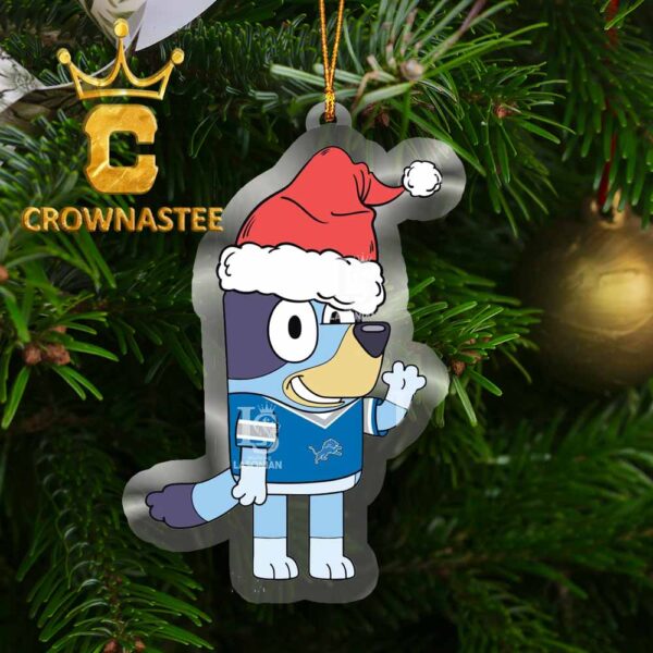 Detroit Lions Bluey NFL Christmas NFL Acrylic Christmas Tree Decoration Ornament