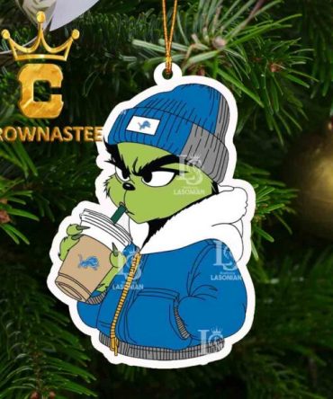 Detroit Lions Boujee Grinch 2 NFL Football Christmas Tree Xmas Decor Ornament