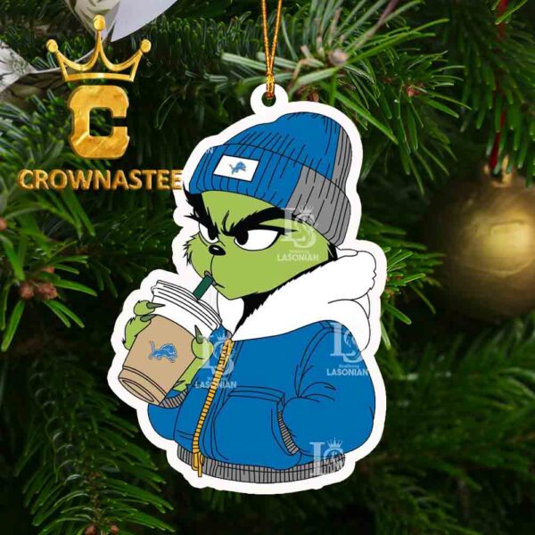 Detroit Lions Boujee Grinch 2 NFL Football Christmas Tree Xmas Decor Ornament
