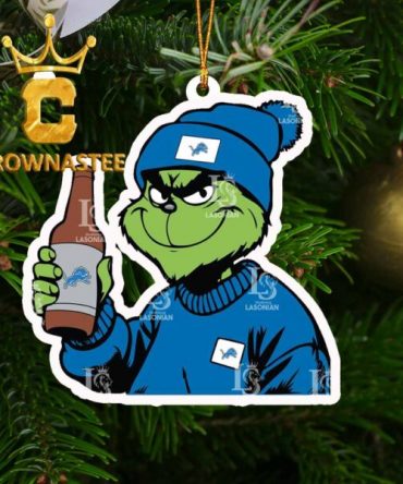 Detroit Lions Boujee Grinch NFL Acrylic Christmas Tree Decor Ornament