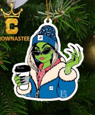 Detroit Lions Boujee Grinch NFL Christmas Tree Decor Ornament