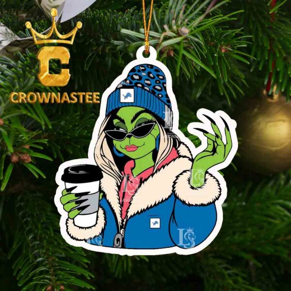 Detroit Lions Boujee Grinch NFL Christmas Tree Decor Ornament