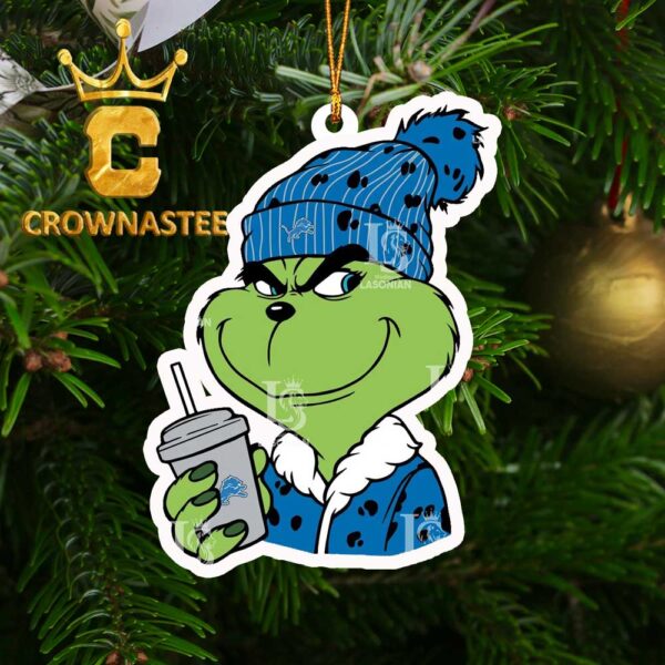 Detroit Lions Boujee Grinch NFL Football Christmas Tree Decor Ornament