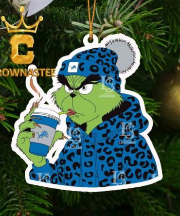 Detroit Lions Boujee Grinch NFL Football Christmas Tree Decoration Ornament