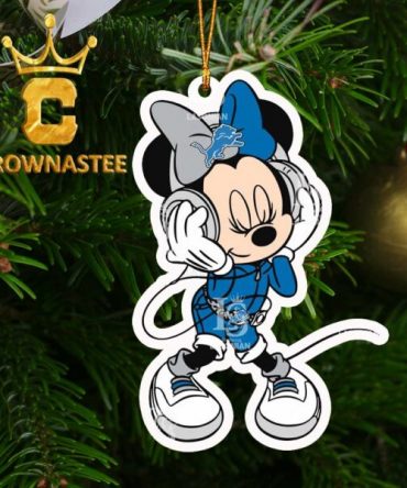 Detroit Lions Cute Minnie Mouse Dancing NFL Christmas Tree Decor Ornament