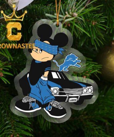 Detroit Lions Mickey Mouse Gangster NFL Arcylic Christmas Tree Decor Ornament