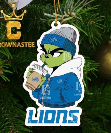 Detroit Lions Grinch Bougie Sport NFL Football Christmas Tree Decor Ornament