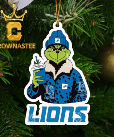 Detroit Lions Grinch Christmas Leopard NFL Football Christmas Tree Decor Ornament