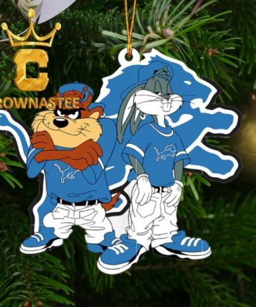 Detroit Lions Looney Tunes Taz And Bugs Kriss Kross NFL Christmas Tree Decor Ornament