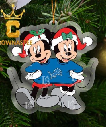 Detroit Lions Mickey Christmas NFL Acrylic Christmas Tree Decoration Ornament