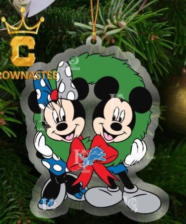 Detroit Lions Mickey Mouse Christmas NFL Acrylic Christmas Tree Decor Ornament