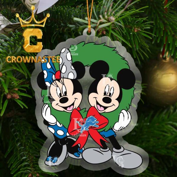 Detroit Lions Mickey Mouse Christmas NFL Acrylic Christmas Tree Decor Ornament