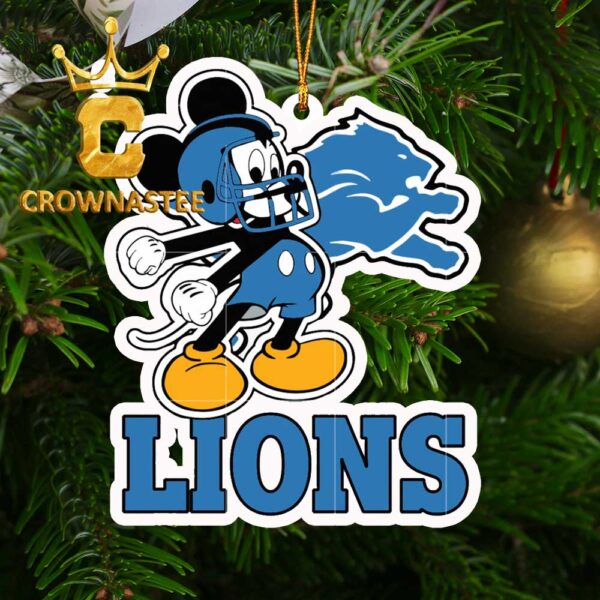 Detroit Lions Mickey Mouse Football NFL Christmas Tree Decor Ornament