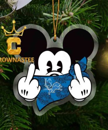 Detroit Lions Mickey Mouse Funny NFL Acrylic Christmas Tree Decor Ornament