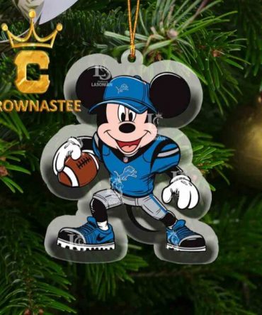 Detroit Lions Mickey Mouse NFL Acrylic Christmas Tree Decor Ornament