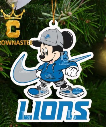 Detroit Lions Mickey Mouse Nike NFL Christmas Tree Decor Ornament