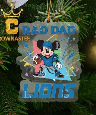 Detroit Lions Mickey Mouse Sport Rad Dad NFL Acrylic Christmas Tree Decor Ornament