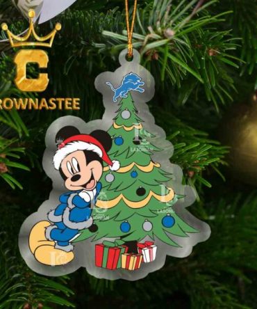 Detroit Lions Mickey Mouse Xmas NFL Acrylic Christmas Tree Decor Ornament