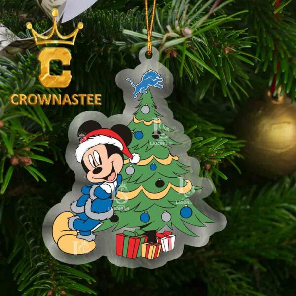 Detroit Lions Mickey Mouse Xmas NFL Acrylic Christmas Tree Decor Ornament
