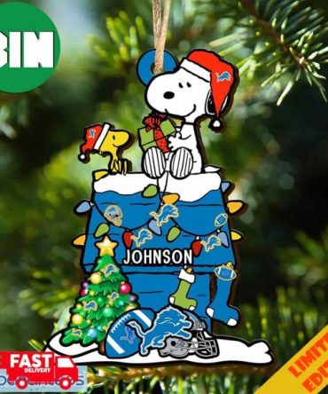 Detroit Lions NFL Snoopy Ornament Personalized Christmas For Fans Gift 2023 Holidays