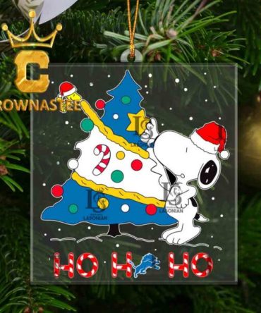 Detroit Lions Snoopy NFL Ho Ho Ho Acrylic Christmas Tree Decoration Ornament