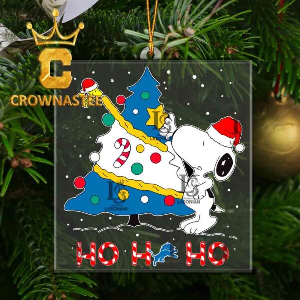 Detroit Lions Snoopy NFL Ho Ho Ho Acrylic Christmas Tree Decoration Ornament