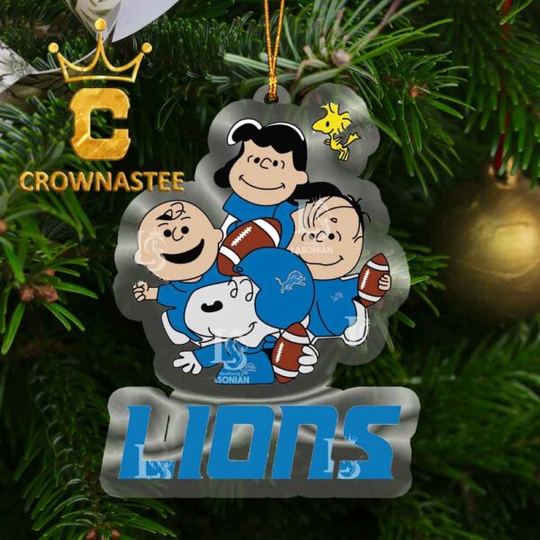 Detroit Lions Snoopy Sport NFL Acrylic Christmas Tree Decoration Ornament