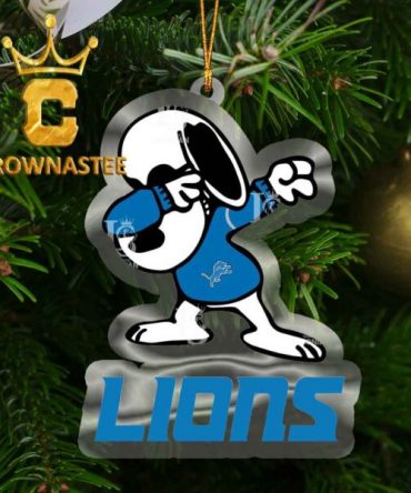 Detroit Lions Snoopy Sport NFL Acrylic Decor Christmas Tree Ornament