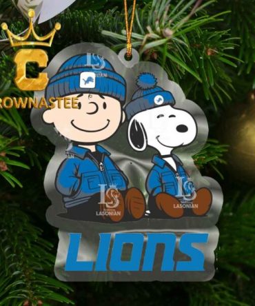 Detroit Lions Snoopy and Charlie Sport Acrylic Christmas Tree Decoration Ornament