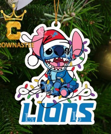 Detroit Lions Stitch NFL Cute Christmas Tree Decor Ornament