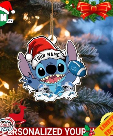 Detroit Lions Stitch Ornament NFL Christmas With Stitch Ornament