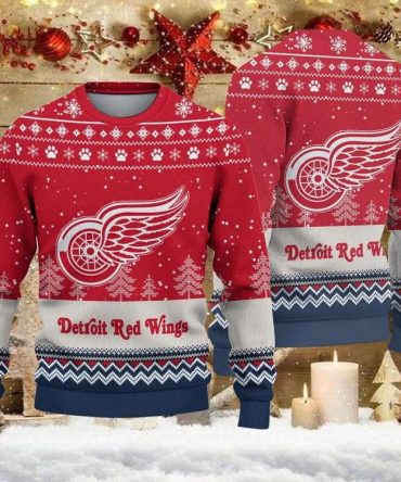 Detroit Red Wings Big Logo Ugly Christmas Sweater, NHL Christmas Sweater