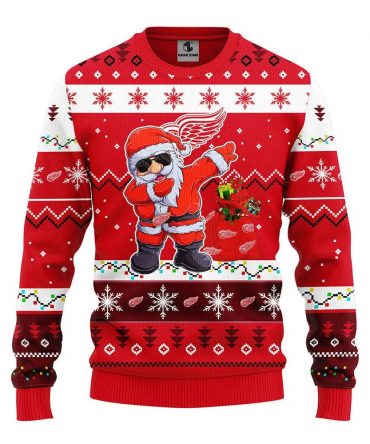 Detroit Red Wings Dabbing Santa Claus Ugly Christmas Sweater, NHL Christmas Sweater
