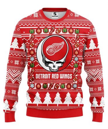 Detroit Red Wings Grateful Dead Ugly Christmas Sweater, NHL Christmas Sweater
