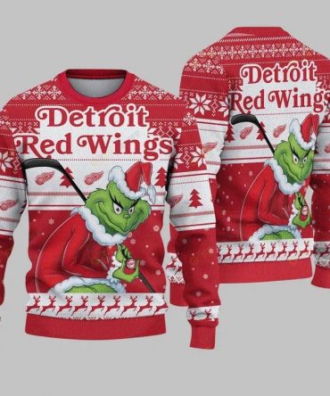 Detroit Red Wings Grinch Stolen Ugly Christmas Sweater, NHL Christmas Sweater