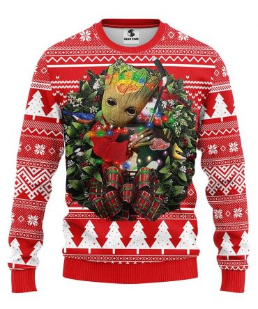 Detroit Red Wings Groot Hug Ugly Christmas Sweater, NHL Christmas Sweater