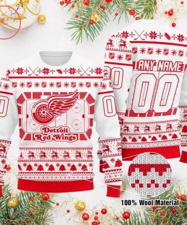 Detroit Red Wings Hockey Personalized Ugly Christmas Sweater, NHL Christmas Sweater